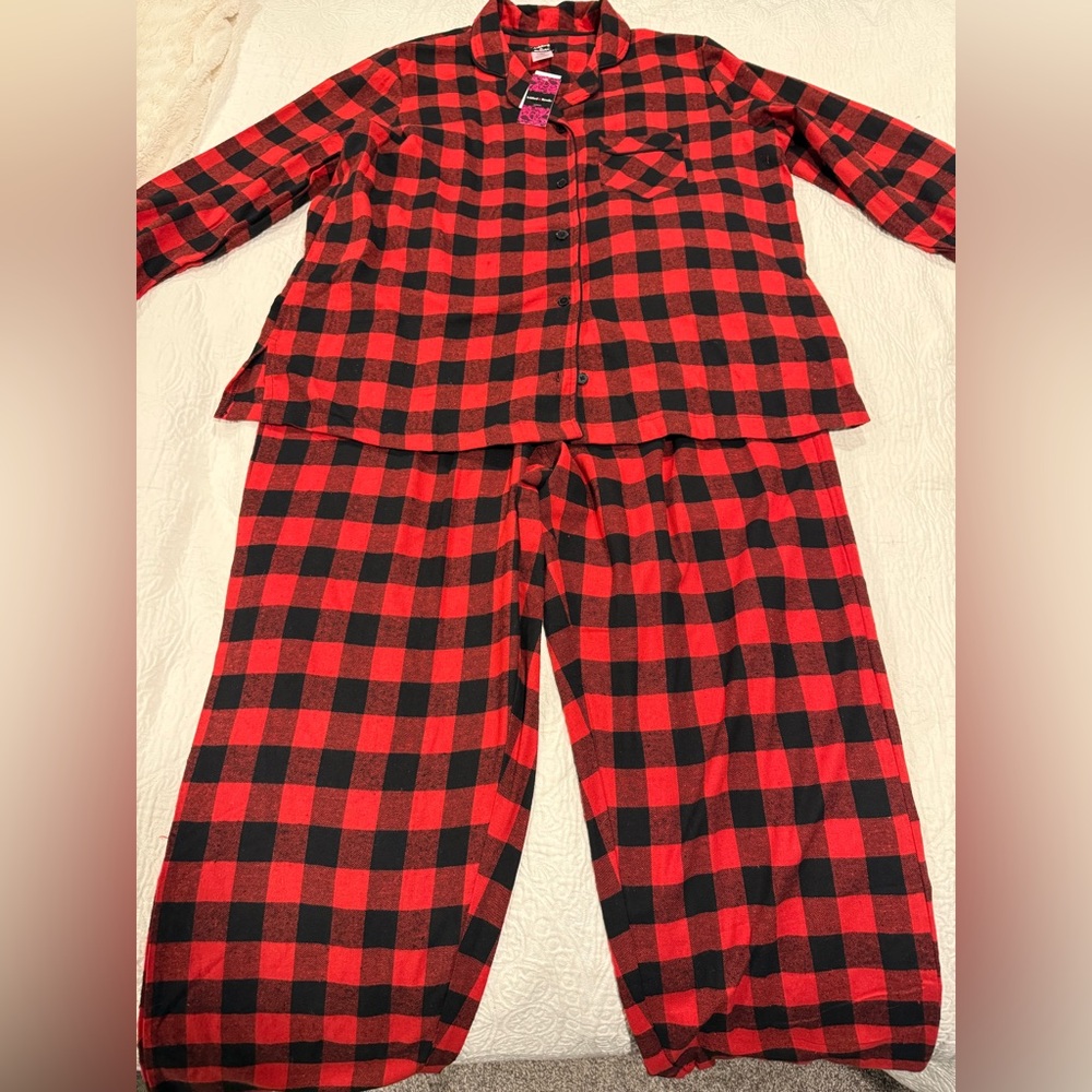 Ashford & Brooks red plaid flannel pajamas 3X new $69